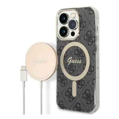 Guess GUBPP14LH4EACSK sada nabíječky MagSafe a pouzdra na iPhone 14 PRO 6.1" black 4G Print MagS