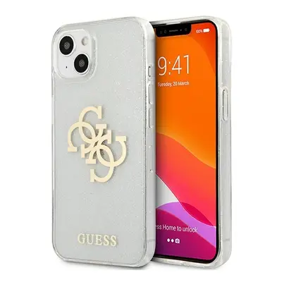 Guess GUHCP13SPCUGL4GTR hard silikonové pouzdro iPhone 13 Mini 5.4" transparent Glitter 4G Big L