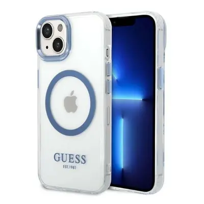 Guess GUHMP14MHTRMB hard silikonové pouzdro iPhone 14 PLUS 6.7" blue Metal Outline Magsafe