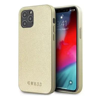 Guess GUHCP12LIGLGO hard silikonové pouzdro iPhone 12 Pro MAX 6.7" gold Iridescent