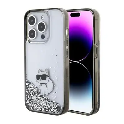 Karl Lagerfeld hard silikonový obal iPhone 15 PRO MAX 6.7" Transparentní Liquid Glitter Choupett