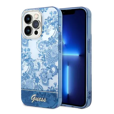 Guess GUHCP14XHGPLHB hard silikonové pouzdro iPhone 14 PRO MAX 6.7" blue Porcelain Collection