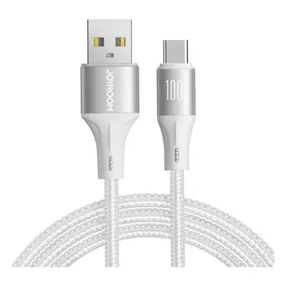 Rychlonabíjecí datový kabel s nylonovým opletem USB / USB-C 100W 2m Joyroom Light-Speed SA25 Bíl