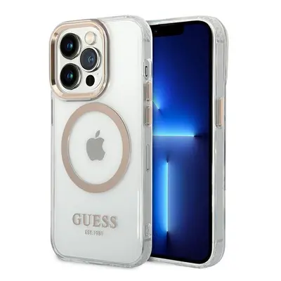 Guess GUHMP14XHTRMD hard silikonové pouzdro iPhone 14 PRO MAX 6.7" gold Metal Outline Magsafe