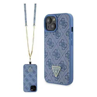 Guess hard silikonový obal iPhone 15 6.1" Blue Crossbody 4G Diamond Triangle