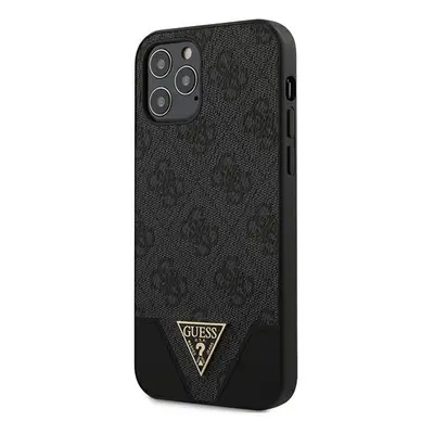 Guess GUHCP12MPU4GHBK hard silikonové pouzdro iPhone 12 / 12 Pro 6.1" grey 4G Triangle Collectio