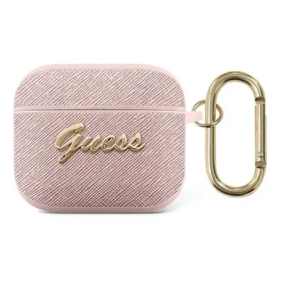 Guess GUA3SASMP pouzdro na AirPods 3. Generace pink Saffiano Script Metal Collection