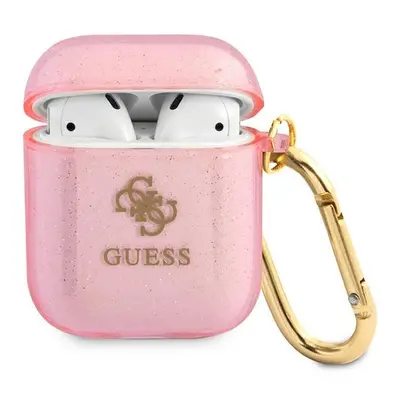 Guess GUA2UCG4GP pouzdro na Airpods 2. Generace / 1. Generace pink Glitter Collection