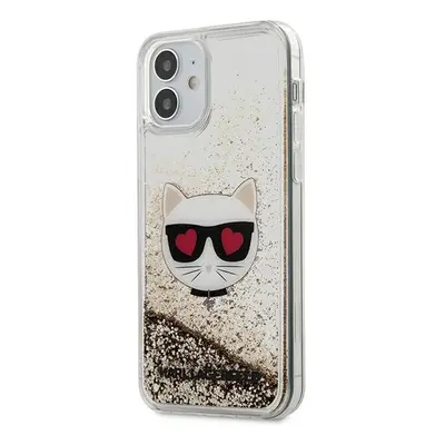 Karl Lagerfeld KLHCP12SLCGLGO hard silikonové pouzdro iPhone 12 Mini 5.4" gold liquid glitter Ch