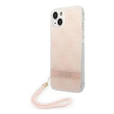 Guess GUOHCP14MH4STP hard silikonové pouzdro iPhone 14 PLUS 6.7" pink 4G Print Strap