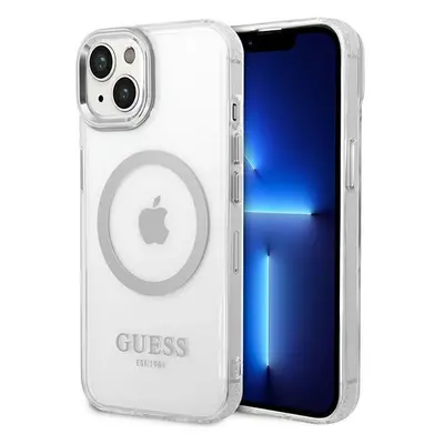 Guess GUHMP14MHTRMS hard silikonové pouzdro iPhone 14 PLUS 6.7" silver Metal Outline Magsafe