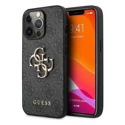 Guess GUHCP13L4GMGGR hard silikonové pouzdro iPhone 13 / 13 Pro 6.1" gray 4G kovové logo