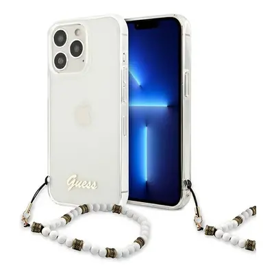 Guess GUHCP13LKPSWH hard silikonové pouzdro iPhone 13 / 13 Pro 6.1" transparent White Pearl