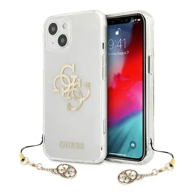 Guess GUHCP13SKS4GGO hard silikonové pouzdro iPhone 13 Mini 5.4" transparent 4G Gold Charms Coll