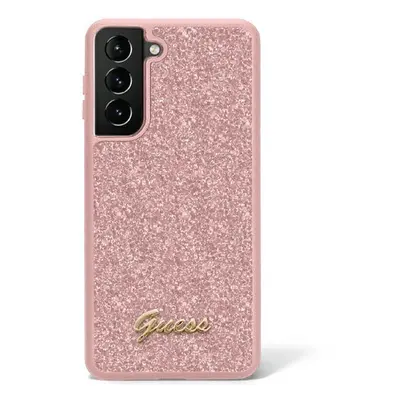 Guess GUHCS23SHGGSHP hard silikonové pouzdro Samsung Galaxy S23 5G pink Glitter Script