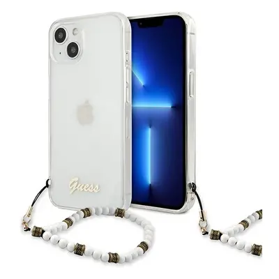 Guess GUHCP13SKPSWH hard silikonové pouzdro iPhone 13 Mini 5.4" transparent White Pearl