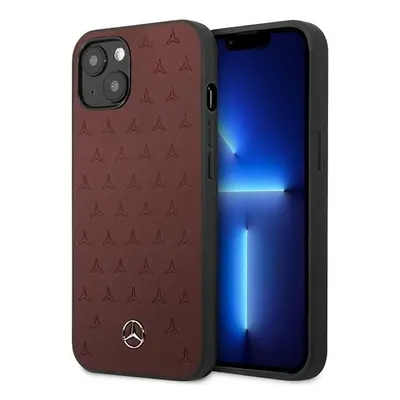 Mercedes MEHCP13MPSQRE hard silikonové pouzdro iPhone 13 6.1" red Leather Stars Pattern