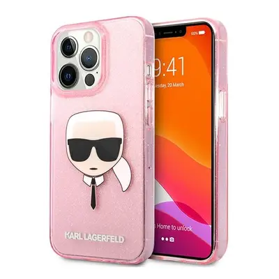 Karl Lagerfeld KLHCP13XKHTUGLP hard silikonové pouzdro iPhone 13 Pro MAX 6.7" pink Glitter Karl`