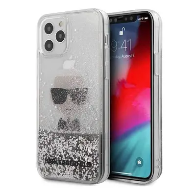 Karl Lagerfeld KLHCP12MGLIKSL hard silikonové pouzdro iPhone 12 / 12 Pro 6,1" silver Ikonik liqu