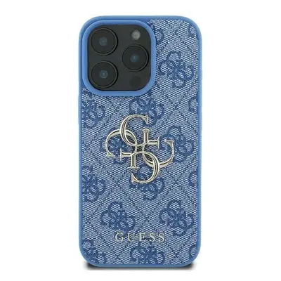 Guess hard silikonový obal iPhone 16 6.1" Modrý 4G Big Metal Logo