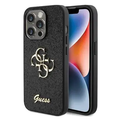 Guess hard kryt na iPhone 15 PRO 6.1" Black Glitter Script Big 4G