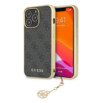 Guess GUHCP13LGF4GGR hard silikonové pouzdro iPhone 13 / 13 Pro 6.1" gray 4G Charms Collection