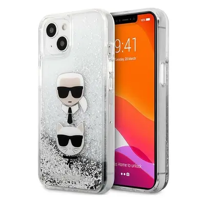 Karl Lagerfeld KLHCP13SKICGLS hard silikonové pouzdro iPhone 13 Mini 5.4" silver Liquid Glitter 