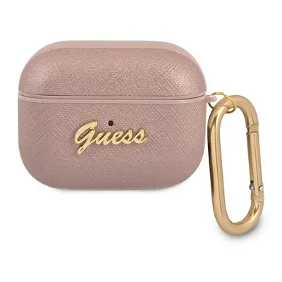 Guess GUAPSASMP pouzdro na AirPods PRO pink Saffiano Script Metal Collection