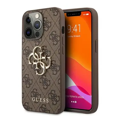 Guess GUHCP13X4GMGBR hard silikonové pouzdro iPhone 13 Pro MAX 6.7" brown 4G Big Metal Logo