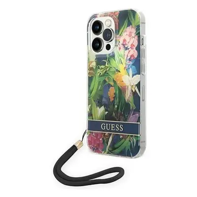 Guess GUOHCP14XHFLSB hard silikonové pouzdro iPhone 14 PRO MAX 6.7" blue Flower Strap