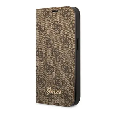 Guess GUBKP14SHG4SHW hard silikonové pouzdro iPhone 14 6.1" brown book 4G Vintage Gold Logo