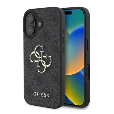 Guess hard silikonový obal iPhone 16 6.1" Černý 4G Big Metal Logo