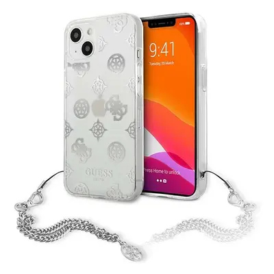 Guess GUHCP13SKSPESI hard silikonové pouzdro iPhone 13 Mini 5.4" silver Peony Chain Collection