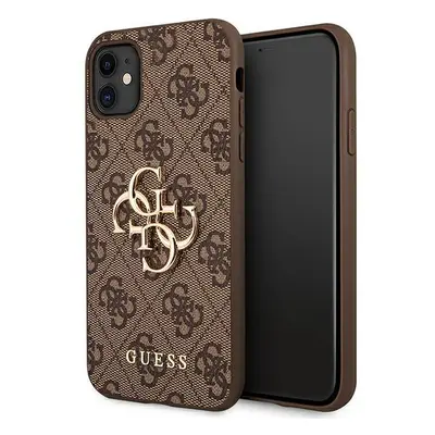 Guess GUHCN614GMGBR hard silikonové pouzdro iPhone 11/XR brown 4G kovové logo