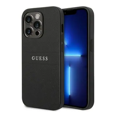 Guess GUHCP14LPSASBBK hard silikonové pouzdro iPhone 14 PRO 6.1" black Saffiano Strap