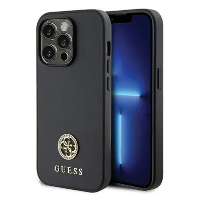 Guess hard silikonové pouzdro iPhone 15 PRO 6.1" black Strass Metal Logo