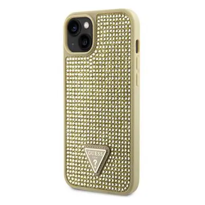 Guess hard kryt na iPhone 14 6.1" Gold Rhinestones Triangle Metal Logo