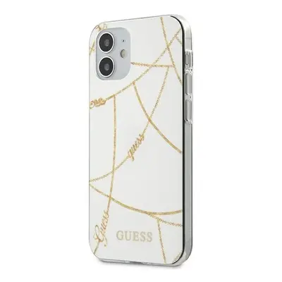 Guess GUHCP12SPCUCHWH hard silikonové pouzdro iPhone 12 Mini 5.4" white Gold Chain Collection