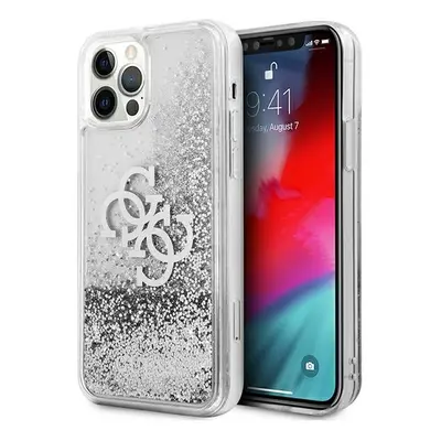 Guess GUHCP12LLG4GSI hybrid silikonové pouzdro iPhone 12 Pro MAX 6.7" silver 4G logo liquid glit