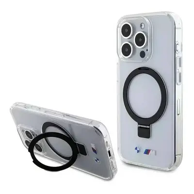 BMW hard silikonový kryt na iPhone 15 PRO MAX 6.7" transparent Ring Stand M Collection MagSafe