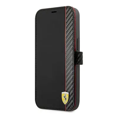 Ferrari FESAXFLBKP13SBK knížkové pouzdro iPhone 13 Mini 5.4" black On Track Carbon Stripe