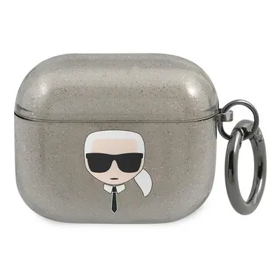 Karl Lagerfeld KLA3UKHGK pouzdro na AirPods 3. Generace Black glitter Karl`s head