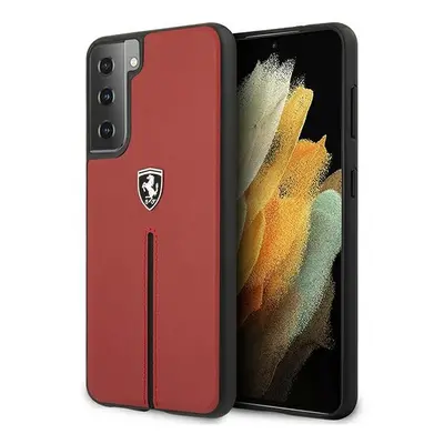 Ferrari FEOSIHCS21SRE hard silikonové pouzdro Samsung Galaxy S21 5G red Off Track Leather Nylon 