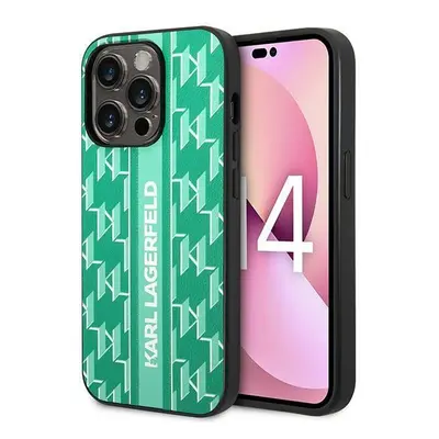 Karl Lagerfeld KLHCP14LPGKLSKN hard silikonové pouzdro iPhone 14 PRO 6.1" green Monogram Stripe