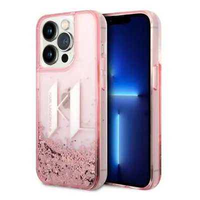 Karl Lagerfeld KLHCP14LLBKLCP hard silikonové pouzdro iPhone 14 PRO 6.1" pink Liquid Glitter Big