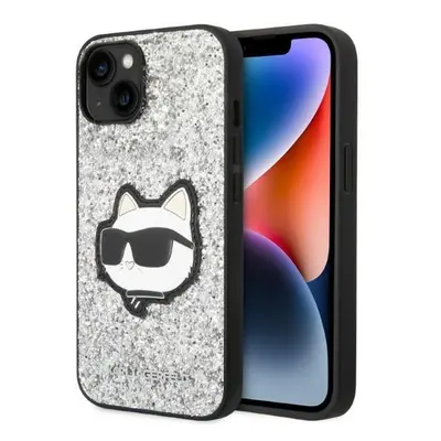 Karl Lagerfeld KLHCP14SG2CPS hard silikonové pouzdro iPhone 14 6.1" silver Glitter Choupette Pat