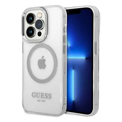 Guess GUHMP14LHTRMS hard silikonové pouzdro iPhone 14 PRO 6.1" silver Metal Outline Magsafe