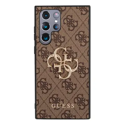 Guess GUHCS23L4GMGBR hard silikonové pouzdro Samsung Galaxy S23 ULTRA 5G brown 4G Big Metal Logo