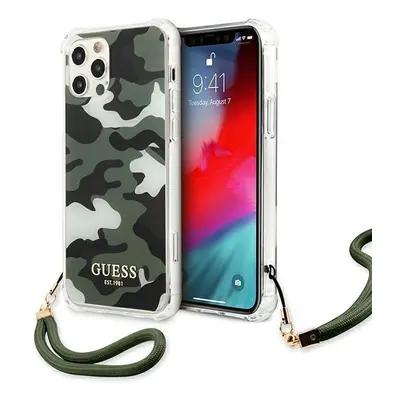 Guess GUHCP12MKSARKA hard silikonové pouzdro iPhone 12 / 12 Pro 6.1" khaki Camo Collection