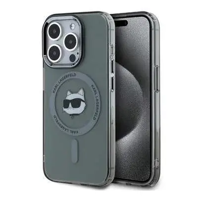 Hard silikonový obal na iPhone 15 PRO 6.1" Karl Lagerfeld IML Choupette Head Metal Frame MagSafe